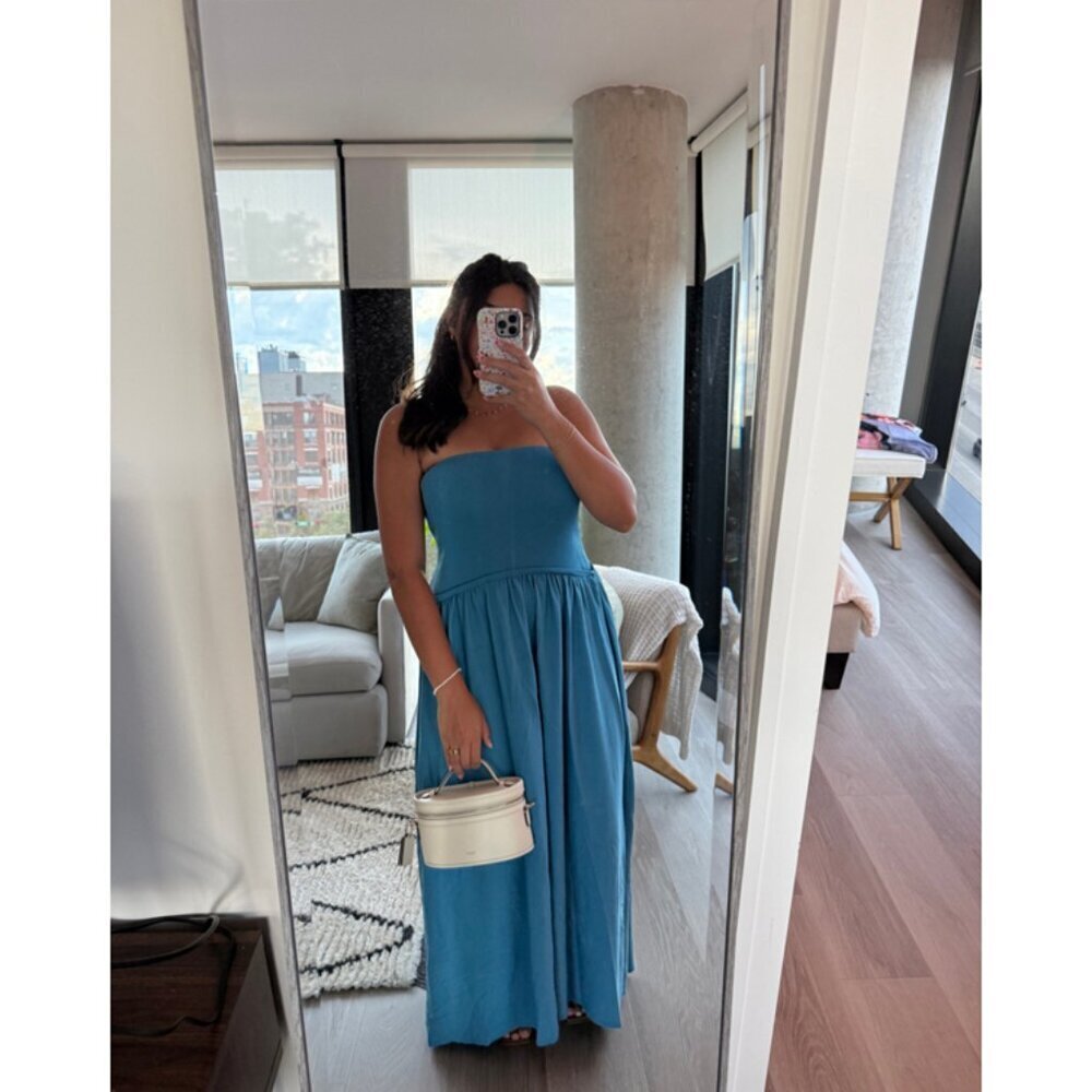 SOLID & STRIPED The Strapless Soglio Dress in French Blue Size Small